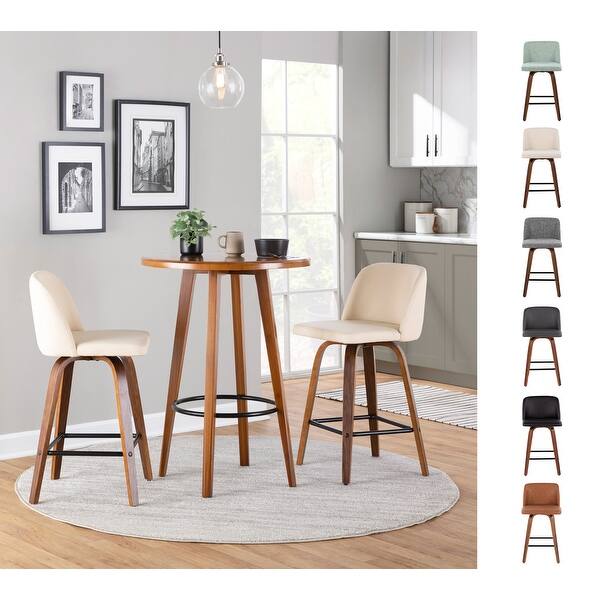 Carson Carrington Vallberga 24" Counter Stool with Walnut Wood Base (Set of 2) On Sale Bed